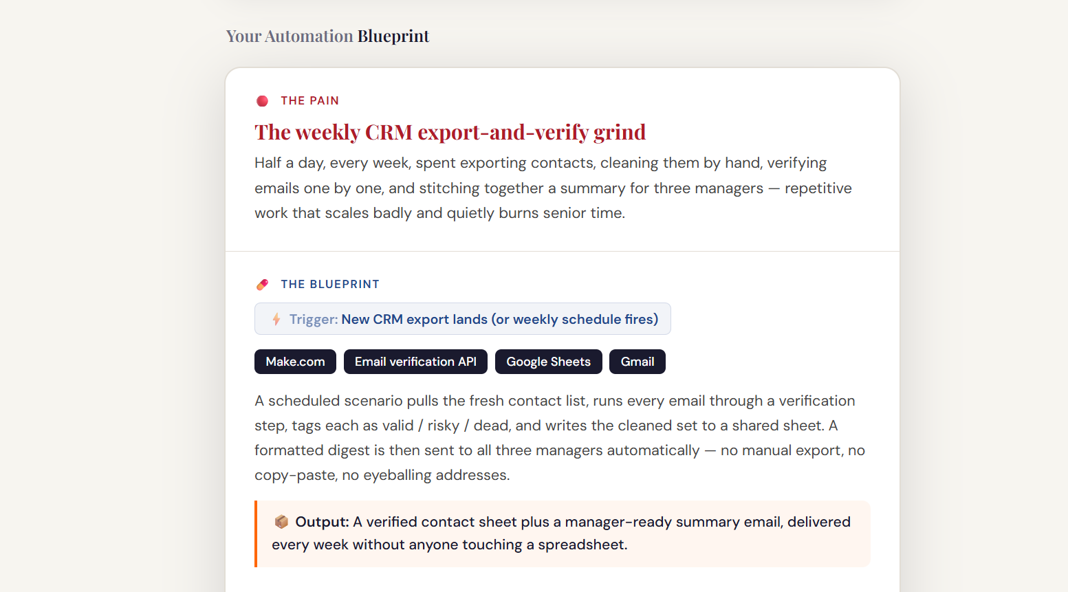 Pain to Blueprint automation output
