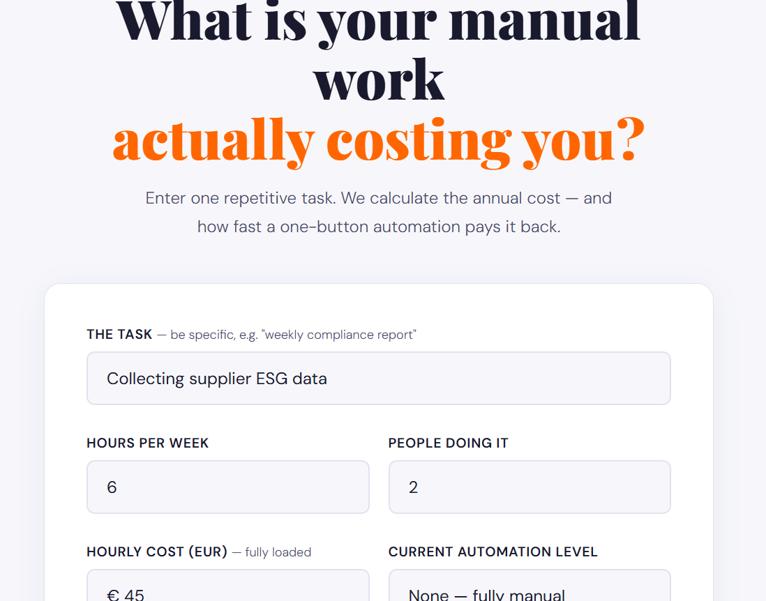 Automation ROI calculator result